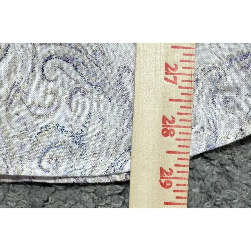 Tasso Elba Medium Button Down Paisley Purple Long Sleeve Shirt 100% Linen - Picture 8 of 9